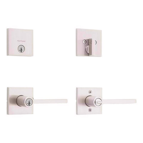 Kwikset Halifax Signature Series Satin Nickel Zinc Lever and Single Cylinder Deadbolt