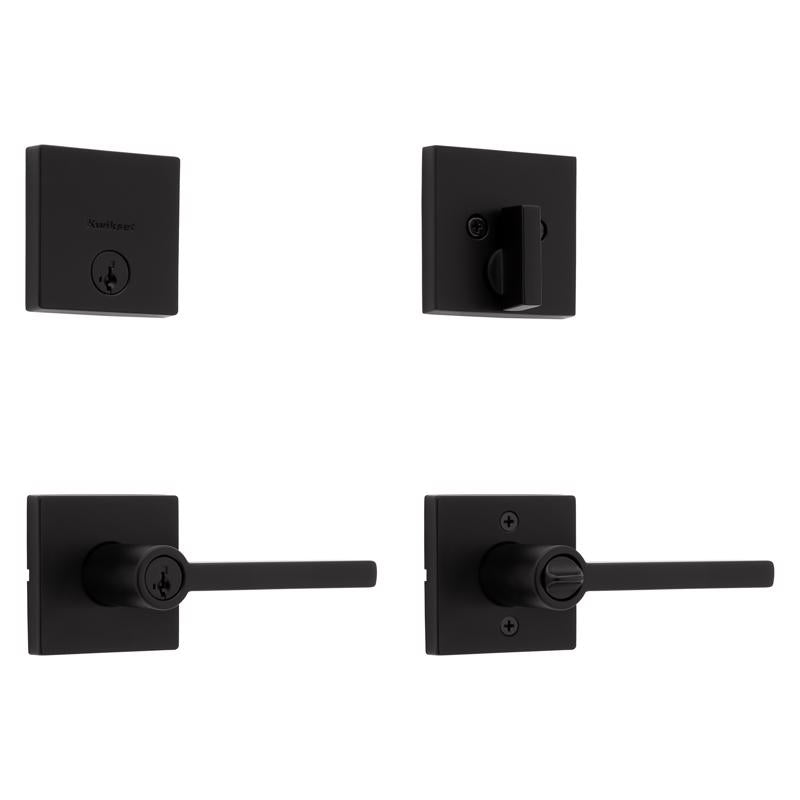 Kwikset Halifax Signature Series Matte Black Zinc Lever and Single Cylinder Deadbolt