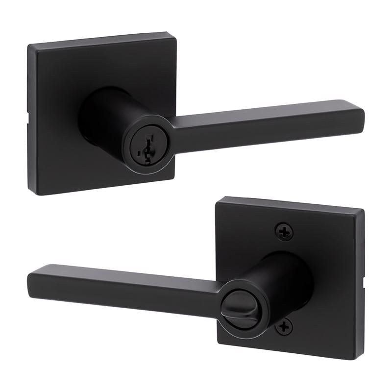 Kwikset Halifax Matte Black Entry Door Knob 2-3/4 in.