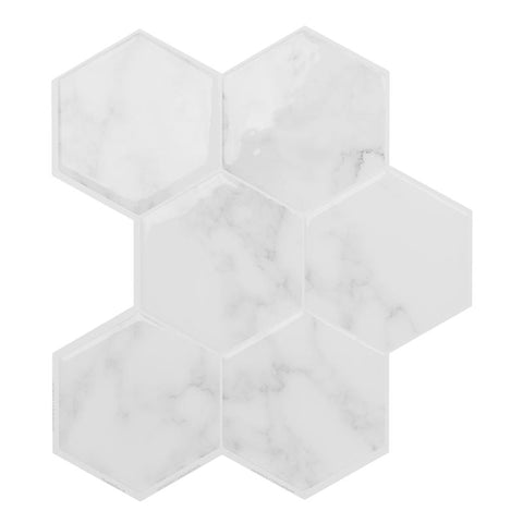 Smart Tiles 9.56 in. W X 10.61 in. L White Glazed Vinyl Adhesive Wall Tile 4 pc (Pack of 6)