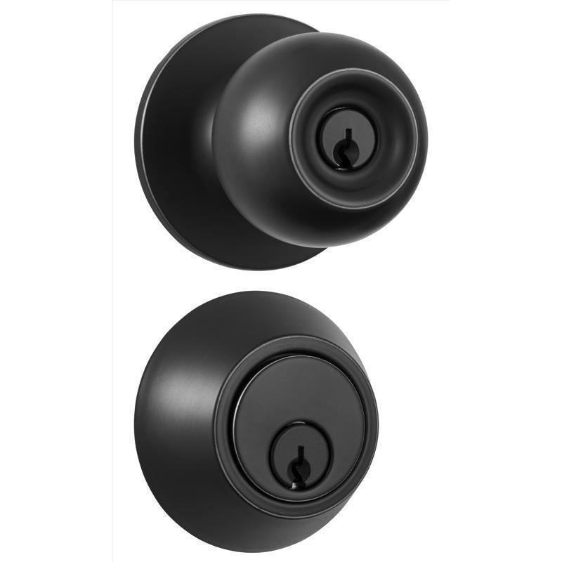 Brinks Commercial Matte Black Knob and Deadbolt Set 2 in.