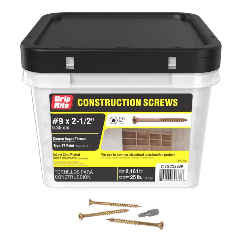 Grip-Rite No. 9 wire X 2-1/2 in. L Star Flat Head Coarse Construction Screws