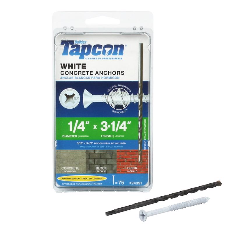 Tapcon 1/4 in. in. X 3-1/4 in. L Star Flat Head High/Low Concrete Screws (Pack of 4)