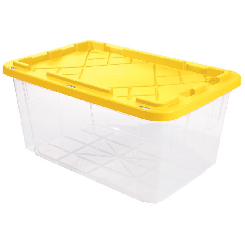 Greenmade 27 gal Clear/Yellow Snap Lock Storage Box 14.7 in. H X 20.4 in. W X 30.4 in. D Stackable (Pack of 4)