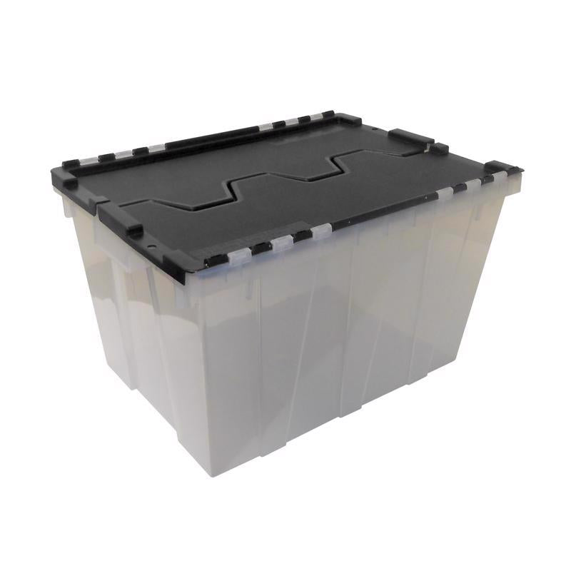 Greenmade Instaview 12 gal Black/Clear Hinged-Lid Tote 12.9 in. H X 15.3 in. W X 21.6 in. D Stackabl (Pack of 4)