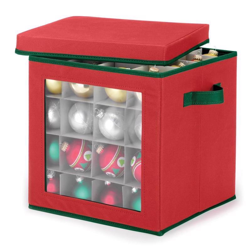 Bolsa transparente/roja Whitmor para guardar adornos, 12 pulg. de alto x 12 pulg. de ancho x 12 pulg. de profundidad (paquete de 6)
