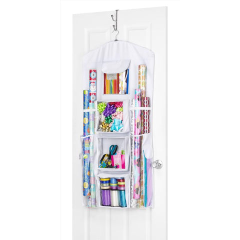 Contenedor transparente/blanco Whitmor para guardar papel de regalo, 16,5 pulg. de alto x 6 pulg. de ancho x 1,5 pulg. de profundidad (paquete de 6)