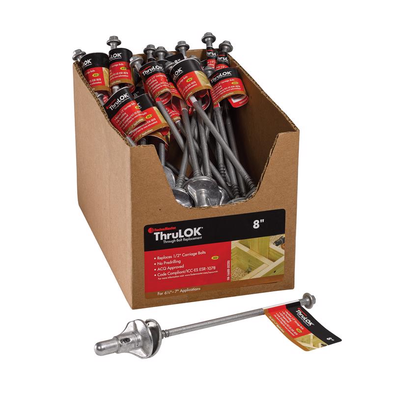Tornillo lag de acero galvanizado hexagonal FastenMaster ThruLOK de 1/2 pulg. x 8 pulg. de largo, 1 ud. (Paquete de 30)