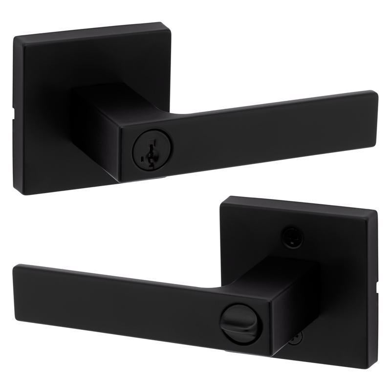 Kwikset Singapore Contemporary Matte Black Entry Lever 1-3/4 in.