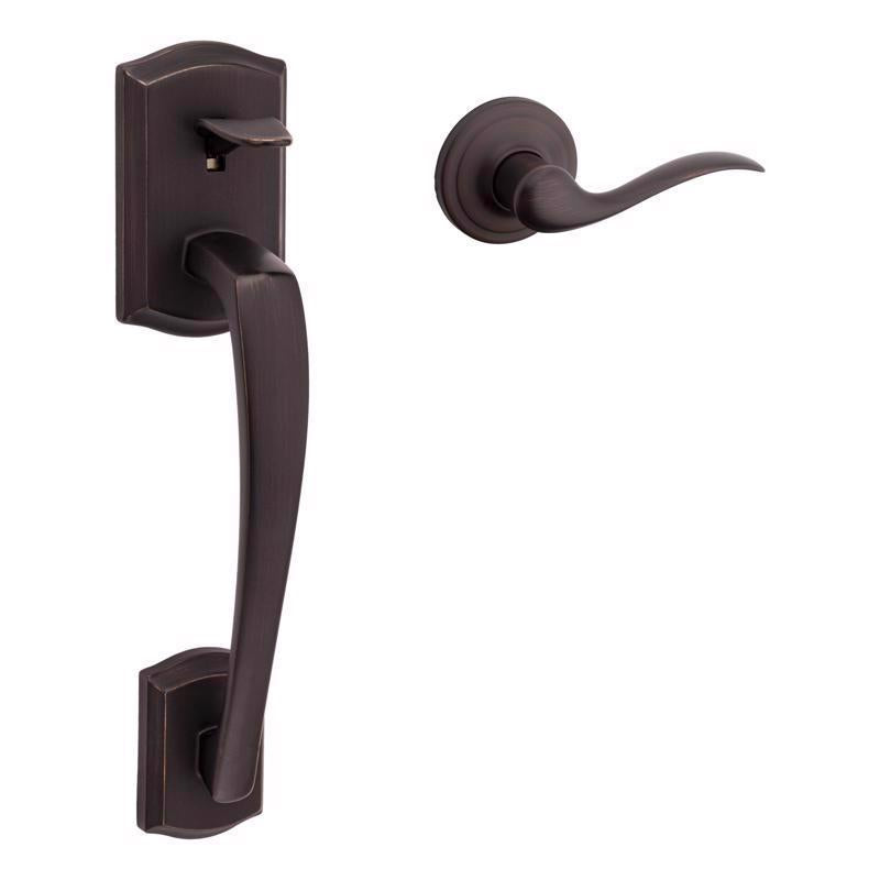 Kwikset Prescott Signature Series Traditional Venetian Bronze Entry Handleset 1-3/4 in.
