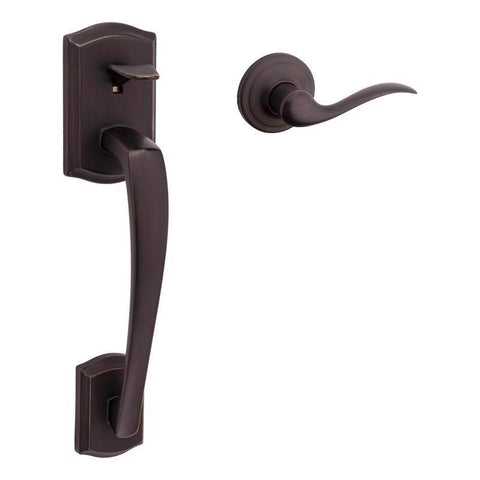 Kwikset Prescott Signature Series Traditional Venetian Bronze Entry Handleset 1-3/4 in.