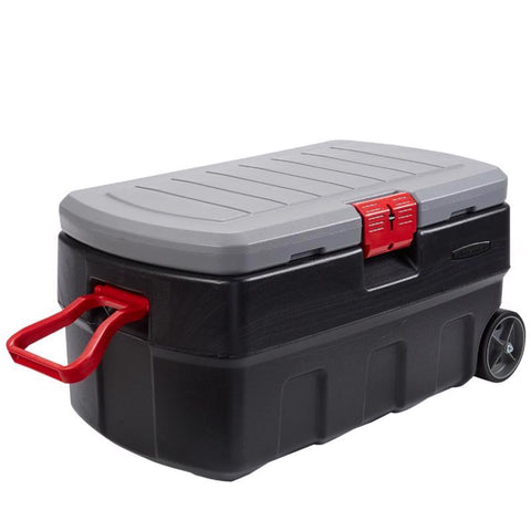 United Solutions Rubbermaid 35 gal Black/Gray Storage Tote w/Wheels 36.19 in. H X 17.73 in. W X 19.5