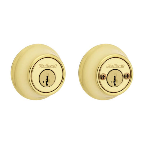 Kwikset SmartKey Security Polished Brass Metal Double Cylinder Deadbolt
