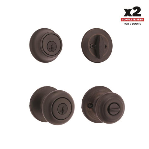 Kwikset Cove SmartKey Traditional Venetian Bronze Entry Lockset KW1 1-3/4 in.