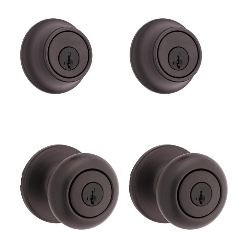 Kwikset SmartKey Security Classic Venetian Bronze Entry Knob and Single Cylinder Deadbolt KW1 2-3/4