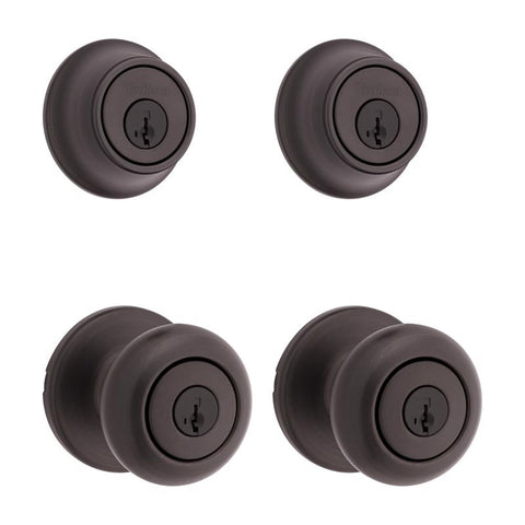 Kwikset SmartKey Security Classic Venetian Bronze Entry Knob and Single Cylinder Deadbolt KW1 2-3/4