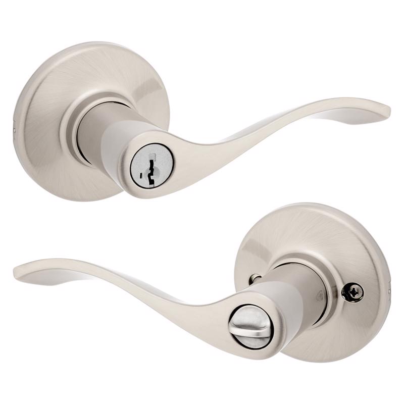 Kwikset Balboa SmartKey Security Traditional Satin Nickel Entry Lever KW1 1-3/4 in.