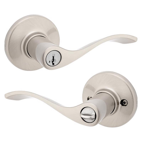 Kwikset Balboa SmartKey Security Traditional Satin Nickel Entry Lever KW1 1-3/4 in.