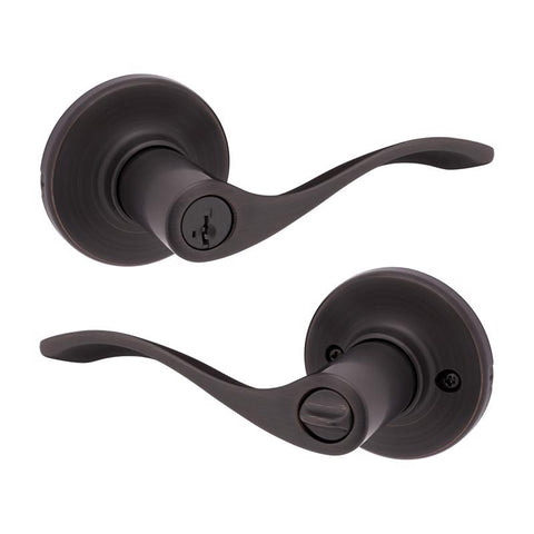 Kwikset SmartKey Security Wave Venetian Bronze Entry Door Knob KW1 1-3/4 in.