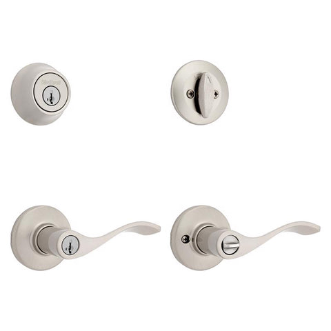 Kwikset Balboa SmartKey Security Traditional Satin Nickel Entry Lockset KW1 1-3/4 in.