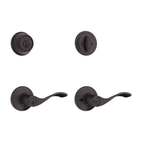 Kwikset Balboa SmartKey Security Traditional Venetian Bronze Entry Lever and Deadbolt Set KW1 1-3/4