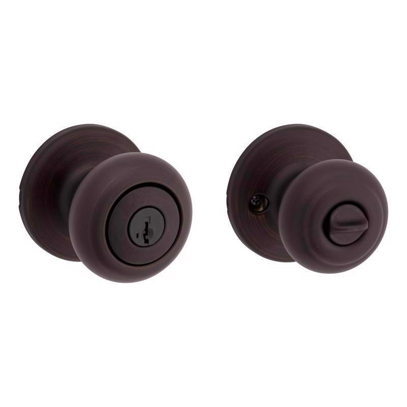 Kwikset Cove SmartKey Security Traditional Venetian Bronze Entry Door Knob KW1 1-3/4 in.