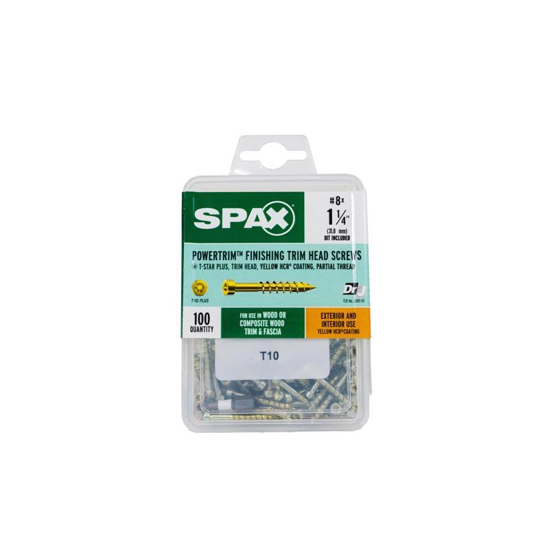 Tornillos de fijación dentados SPAX PowerTrim de cabeza redonda estrellada, 8 pulg. x 1-1/4 pulg. de largo