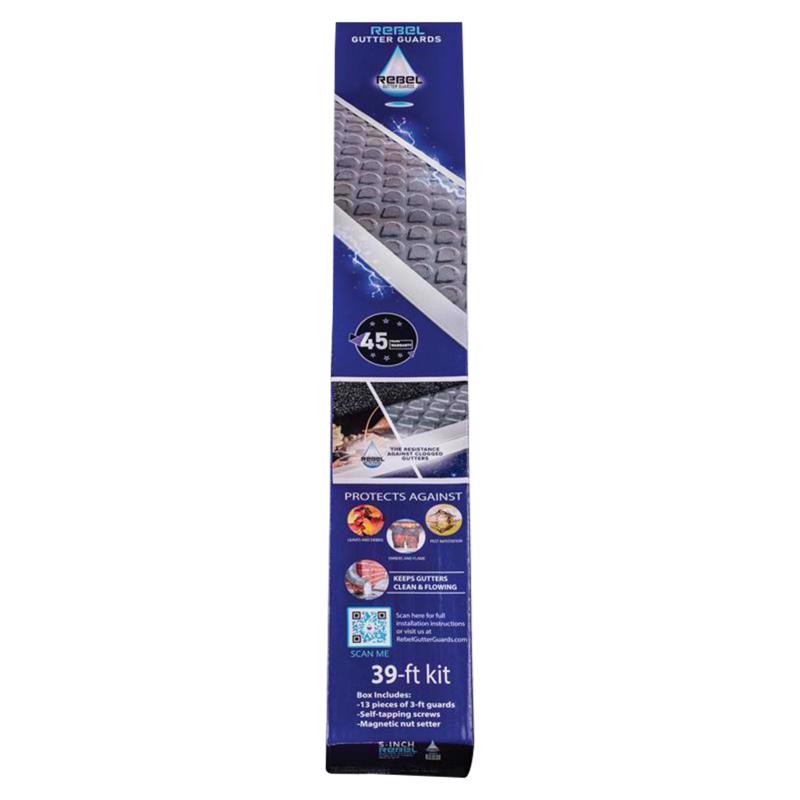 Rebel Gutter Guards 5 in. W X 39 ft. L Gray Aluminum Gutter Guard 13 pk