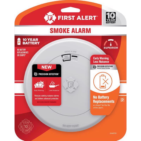 First Alert 10-Year Battery Photoelectric Slim Smoke Detector 1 pk (Pack of 4)