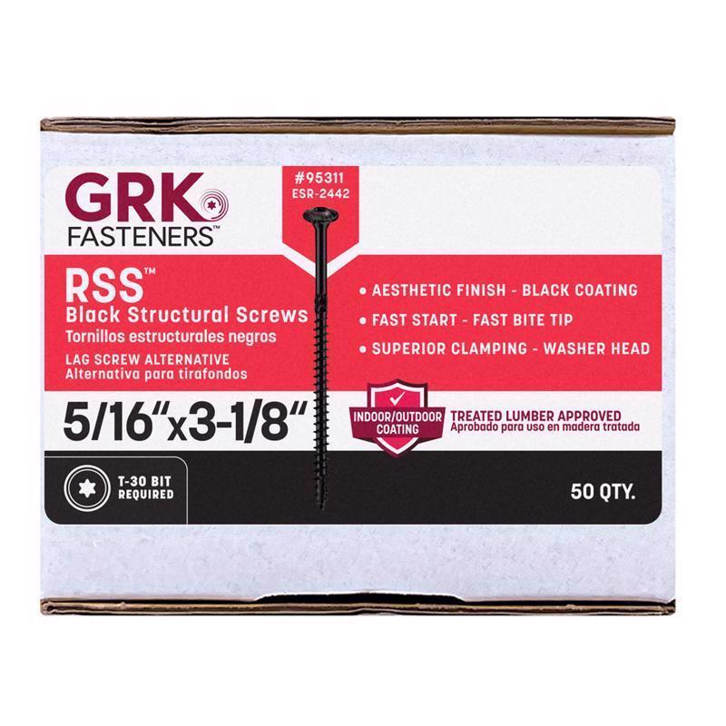 GRK Fasteners 5/16 in. X 3-1/8 in. L Star Climatek W-Cut Structural Wood Screws 1 pk (Pack of 50)