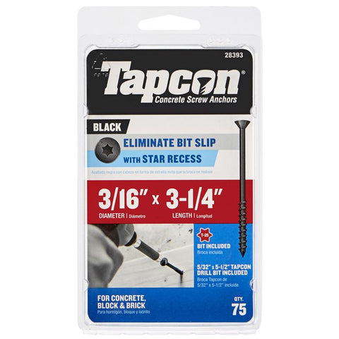 Tapcon 3/16 in. X 3-1/4 in. L Star Star Head High/Low Concrete Screws