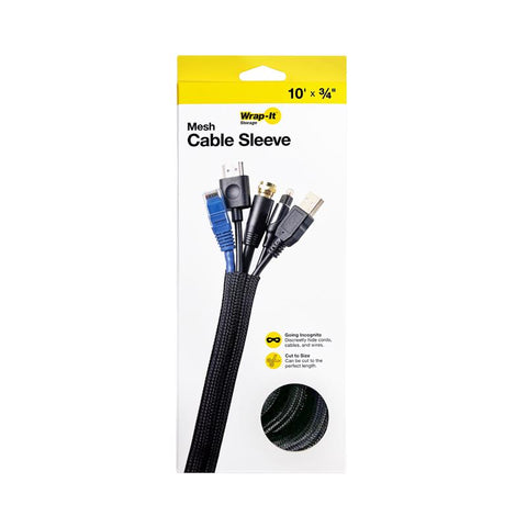 Wrap-It 10 ft. L Black Mesh Cable Sleeve (Pack of 3)