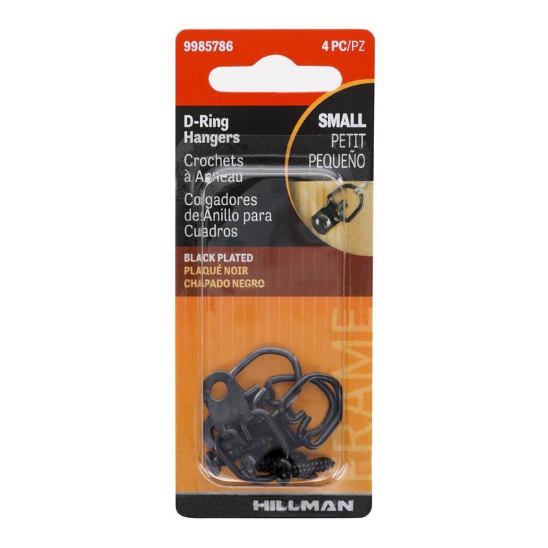 HILLMAN Black D-Ring Hanger 25 lb 4 pk