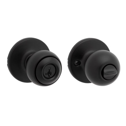 Kwikset Polo Traditional Matte Black Keyed Entry Door Knob 1-3/4 in.