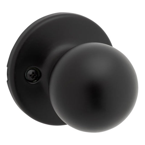 Kwikset Polo Traditional Matte Black Dummy Door Knob 1-3/4 in.