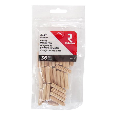 Richelieu Fluted Wood Dowel Pin 1/4 in. D X 1.125 in. L 36 pk Natural (Pack of 5)