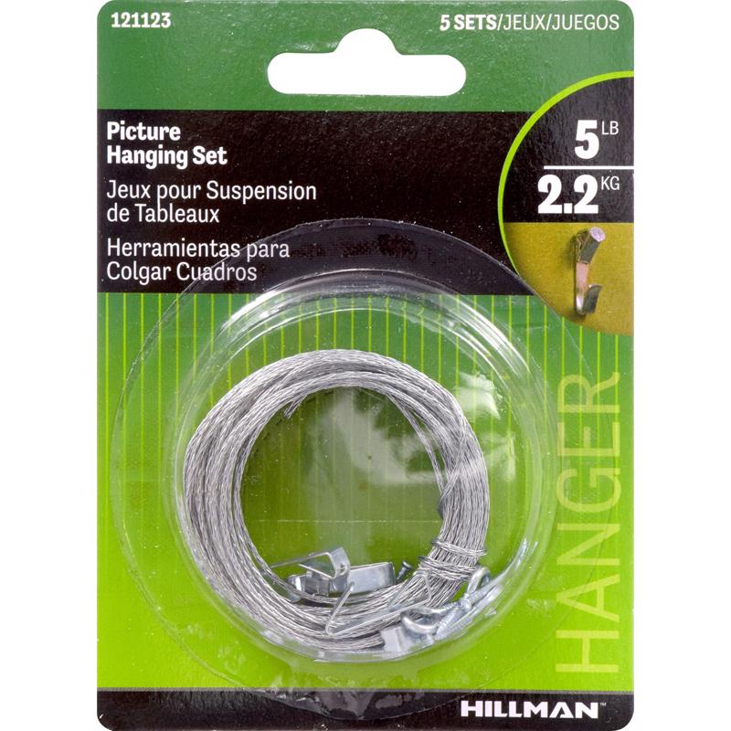 HILLMAN AnchorWire Steel-Plated Conventional Picture Hanging Set 5 lb 5 pk (Pack of 10)