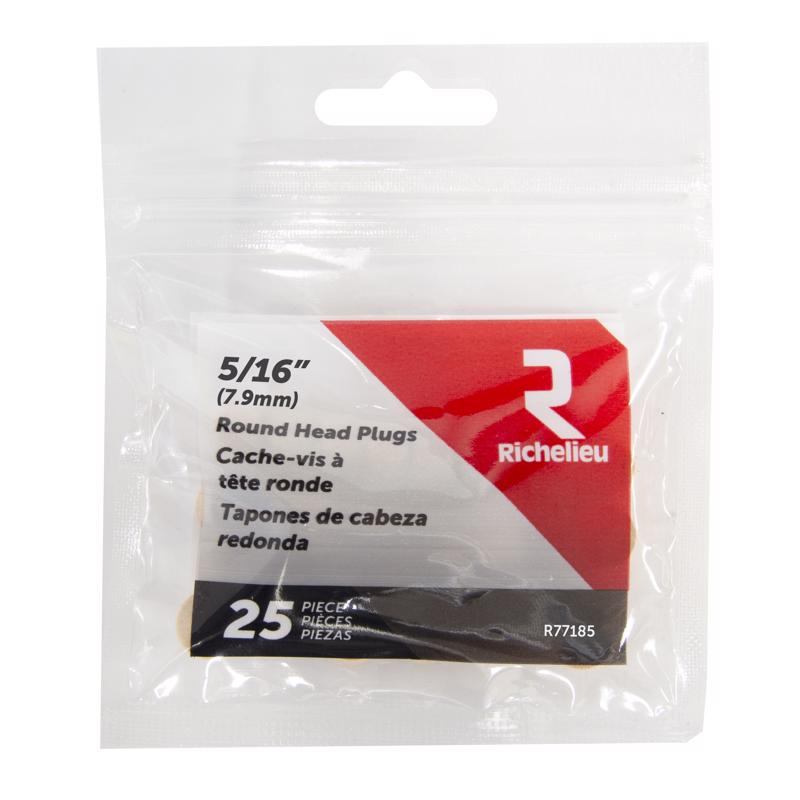 Richelieu Round Birch Head Plug 5/16 in. D X .32 in. L 25 pk Natural (Pack of 5)