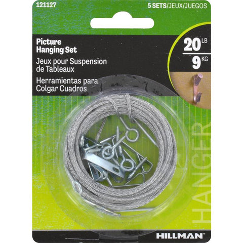 HILLMAN Zinc Conventional Picture Hanging Set 20 lb 5 pk (Pack of 10)