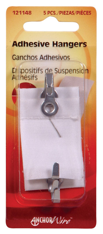 HILLMAN Steel-Plated Clear Adhesive Hangers 1-1/2 lb 5 pk (Pack of 10)