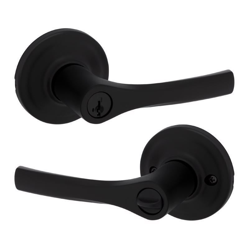 Kwikset Smartkey Security Henley Matte Black Keyed Entry Lever KW1 1-3/4 in.