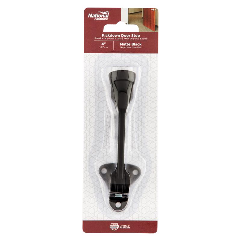 National Hardware Zinc Matte Black Kick-Down Door Holder Mounts to door 1.63 in. (Pack of 5)