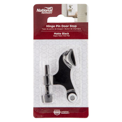 National Hardware 0.65 in. W X 2.53 in. L Zinc Matte Black Hinge Pin Door Stop Mounts to door 0.88 i (Pack of 5)