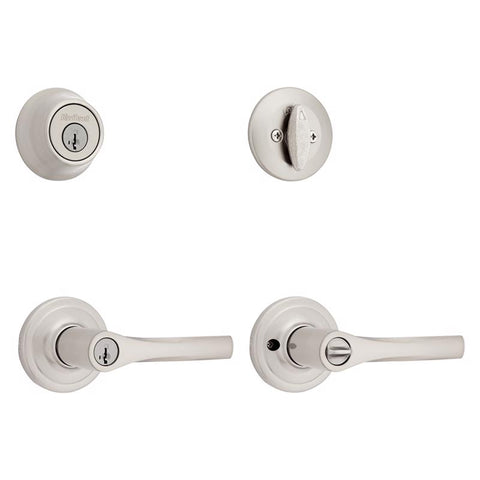 Kwikset Henley SmartKey Security Contemporary Satin Nickel Entry Lockset KW1 1-3/4 in.