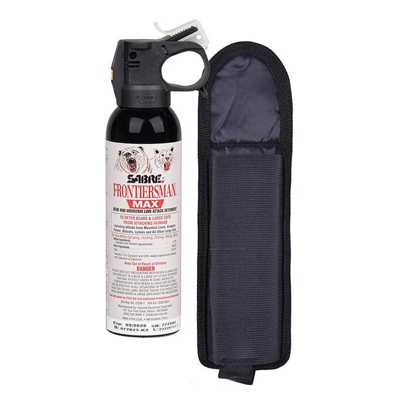 Sabre Frontiersman Max Black Nylon Bear and Mountain Lion Spray W/Belt Holster