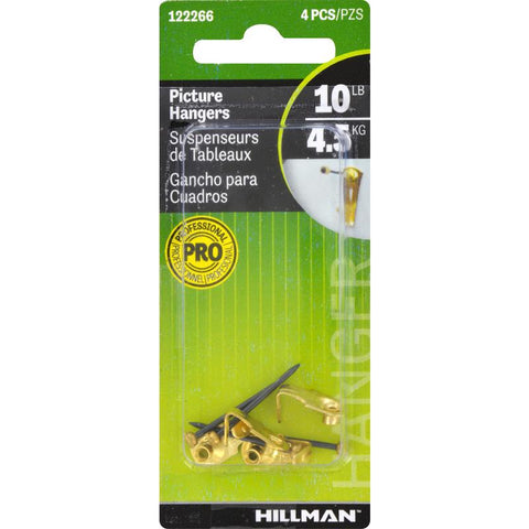 HILLMAN Brass-Plated Gold Classic Picture Hanger 10 lb 4 pk (Pack of 10)