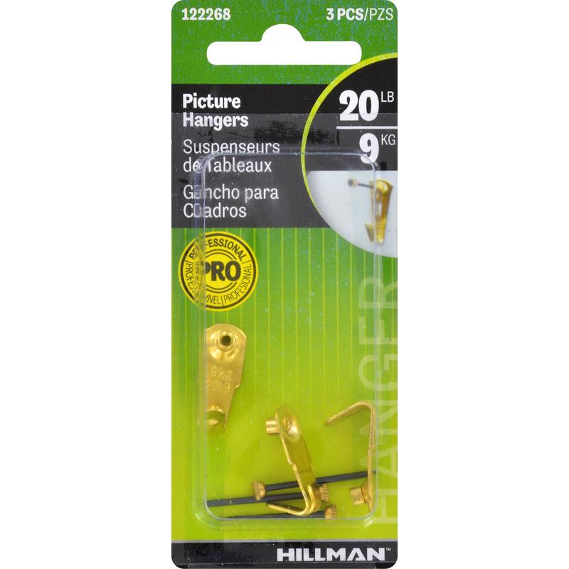 HILLMAN Steel-Plated Gold Classic Picture Hanger 20 lb 3 pk (Pack of 10)