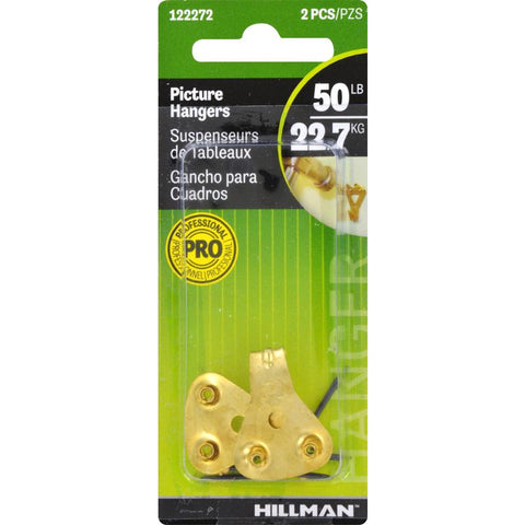HILLMAN Brass-Plated Gold Professional Picture Hanger 50 lb 2 pk (Pack of 10)