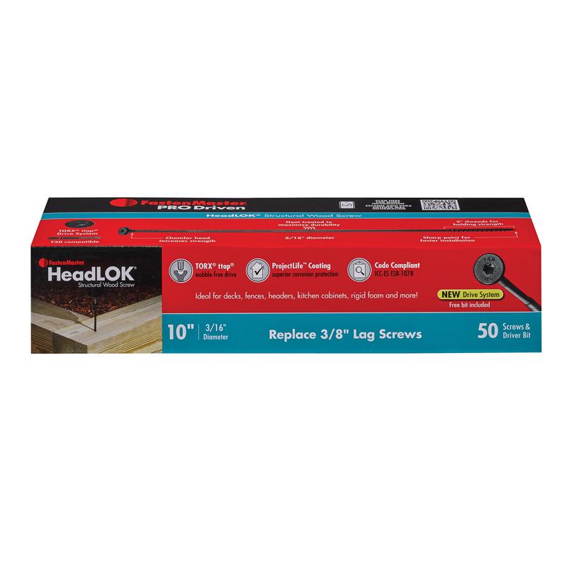 FastenMaster Headlok 10 in. L Torx Ttap T30 Coarse Structural Wood Screws 1 pk