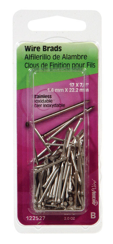 HILLMAN 17 Ga. X 7/8 in. L Stainless Steel Brad Nails 1 pk 2 oz (Pack of 6)